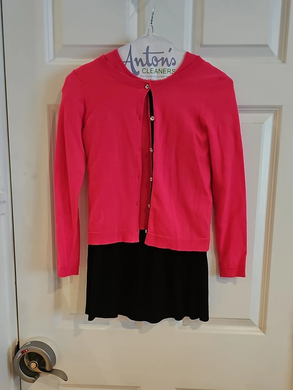 Milly Minis Hot Pink Black Colorblock Knit Dress With Cardigan Size 10